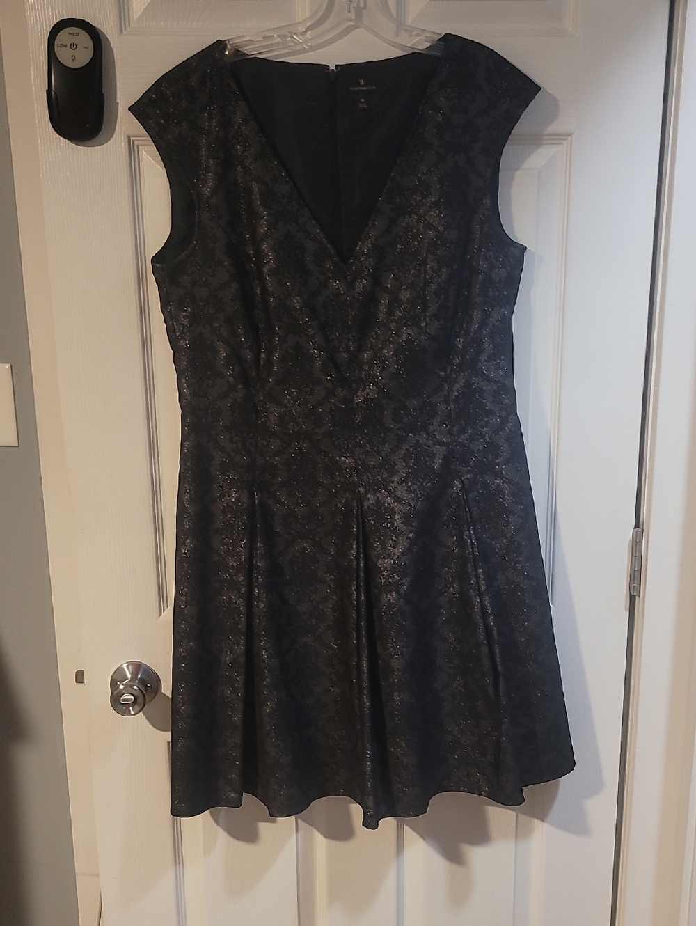 2 For $20 Worthington Black Metallic Jacquard Fit & Flare Dress